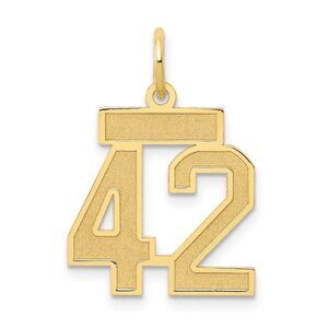 14k Yellow Gold, Jersey Collection, Small Number 42 Pendant